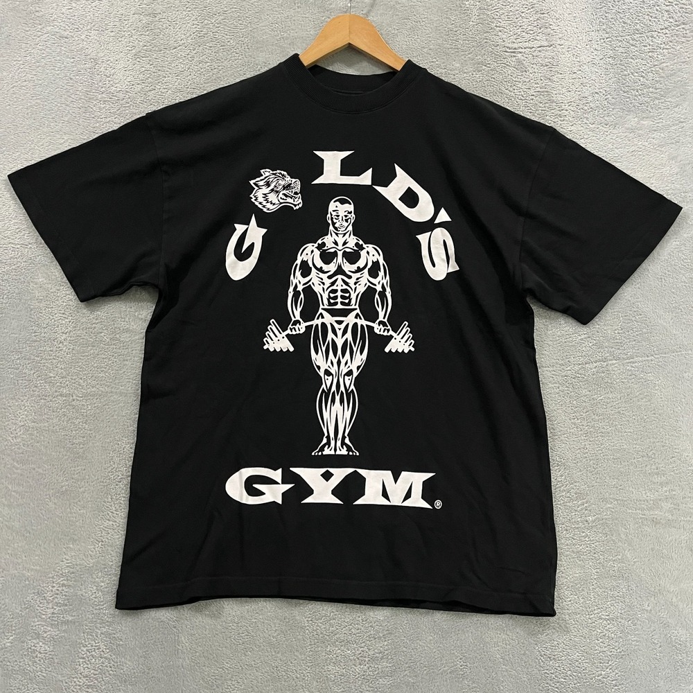 Darc Sport x Gold's Gym Wolves Graphic Black T-Shirt Men's Medium Graphic Y2K